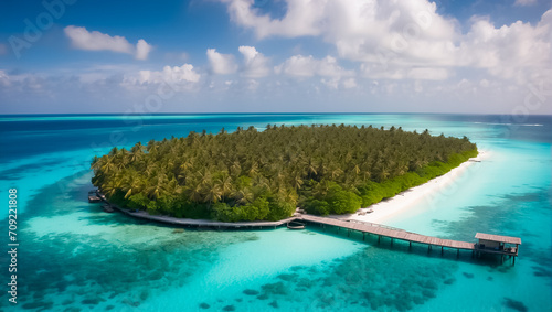 Beautiful island in the Maldives aerial photography travel
