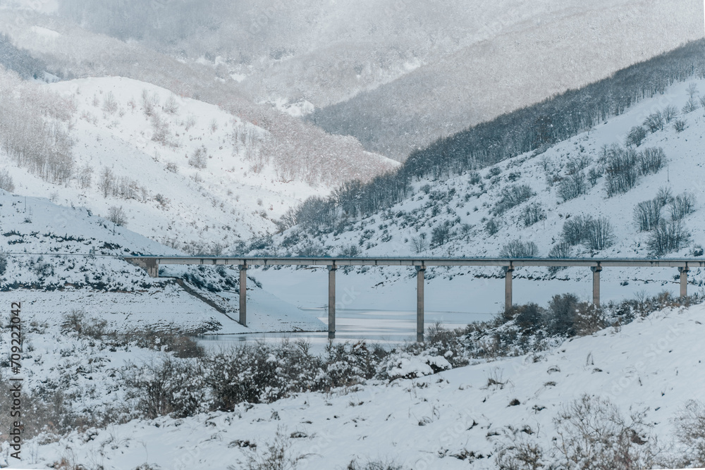 Fototapeta premium Winter Cold Landescape Village