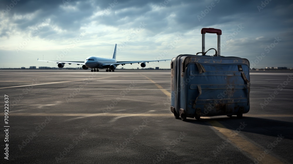 Luggage abandoned or lost at the airport. Neural network AI generated art Luggage abandoned or lost at the airport. Neural network AI generated art