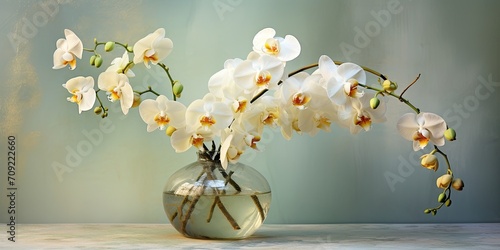 Old  natural texture with orchids in glass vase