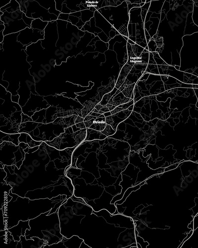 Oviedo Spain Map, Detailed Dark Map of Oviedo Spain