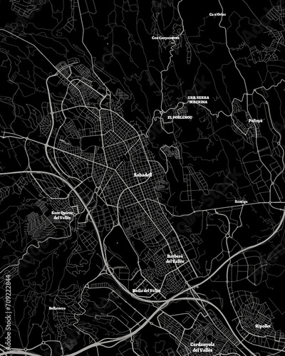 Sabadell Spain Map, Detailed Dark Map of Sabadell Spain