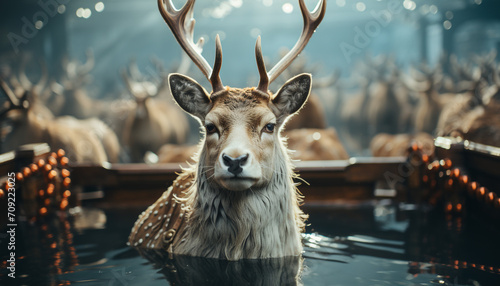 Hyperrealistic photograph of scared Rudolph reindeer created with Generative Ai