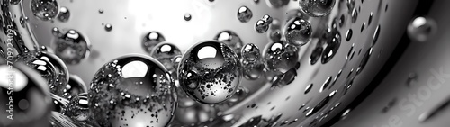 scientific bubble structures - silvery, metallic, reflective. science, geometry, physics, particles, nature, abstract photo
