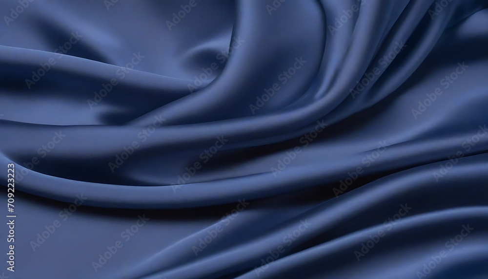 indigo blue silk wavy drapery background, angular folds