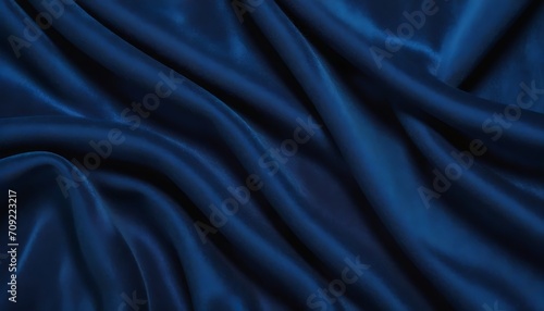 deep blue shiny wavy silk drapery background, transversal folds