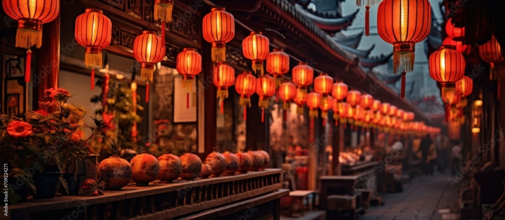 lanterns cast a glow over the night