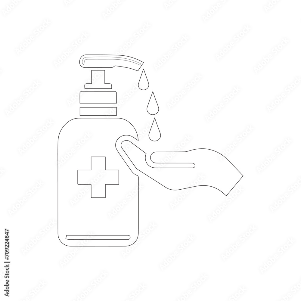 Hand sanitizer symbol. The isolated vector icon on a white backdrop Hand sanitizer symbol. The isolated vector icon on a white backdrop