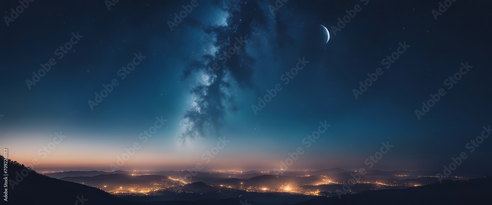 blue gradient mystical moonlight sky with clouds and stars blue gradient mystical moonlight sky with clouds and stars
