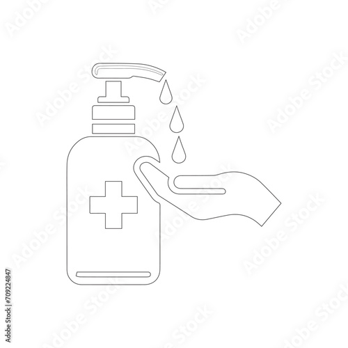 Hand sanitizer symbol. The isolated vector icon on a white backdrop