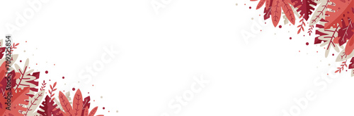 Bannière festive et végétale pour la Saint-Valentin - Décorations florales aux couleurs d'Amour - Arrière-plan romantique pour la journée des amoureux - Illustrations éditables - Cadre déco moderne