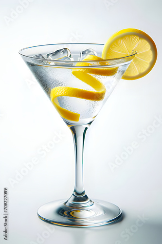 Elegant Martini Glass with Lemon Twist and Ice