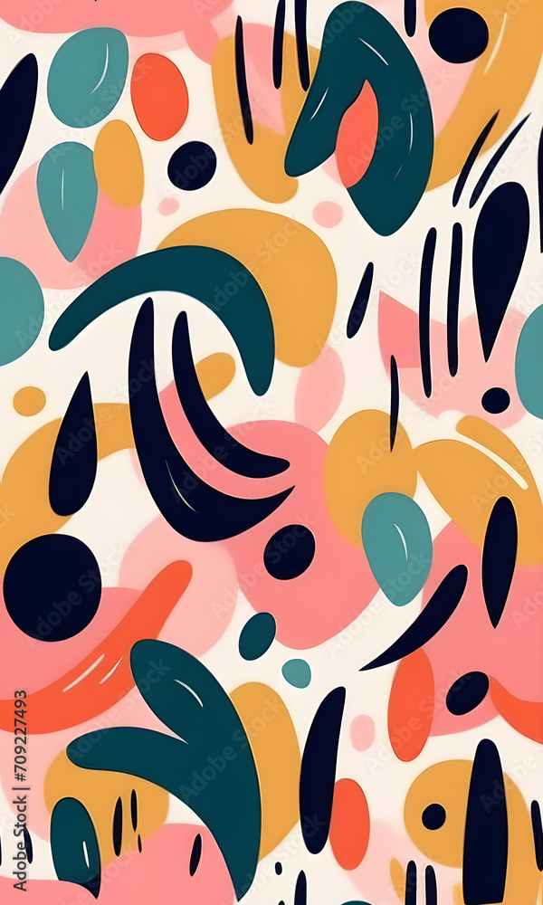 Fototapeta premium Brushstroke Shapes Pattern Abstract Artwork Colors Painting Colorful Wall Art Design