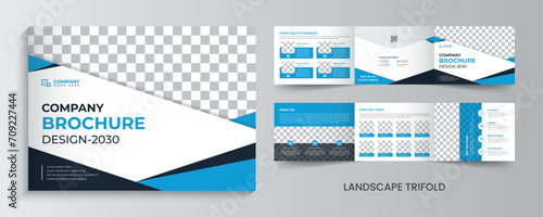 company landscape tri fold leaflet template design photo