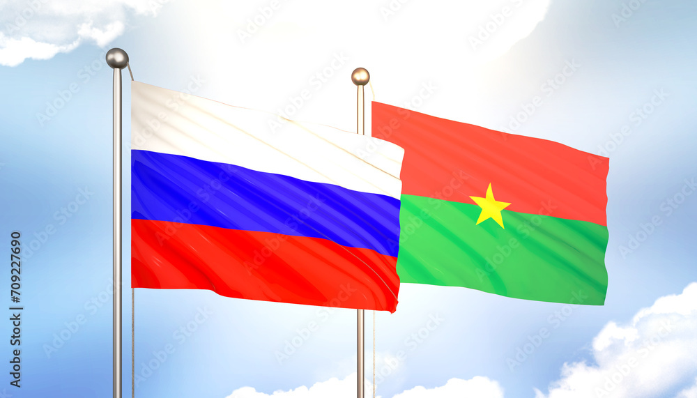 Russia and Burkina Faso Flag Together A Concept of Realations Russia and Burkina Faso Flag Together A Concept of Realations