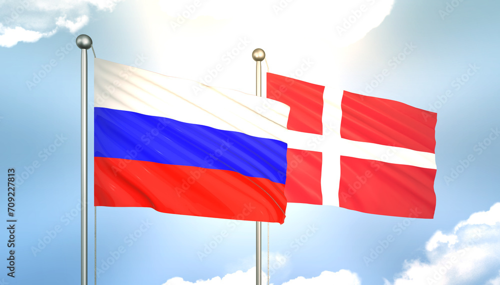 Russia and Denmark Flag Together A Concept of Realations Russia and Denmark Flag Together A Concept of Realations