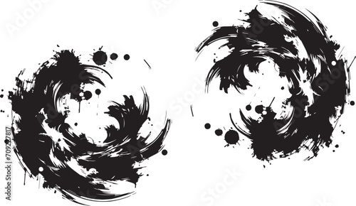 Hand drawn circle shape. label, logo design element. Brush abstract wave. Black enso zen symbol. Vector illustration. Object