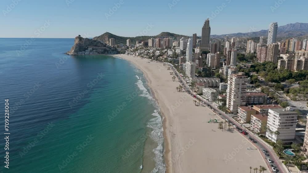 Aerial view of Benidorm beach on a beautiful morning Aerial view of Benidorm beach on a beautiful morning