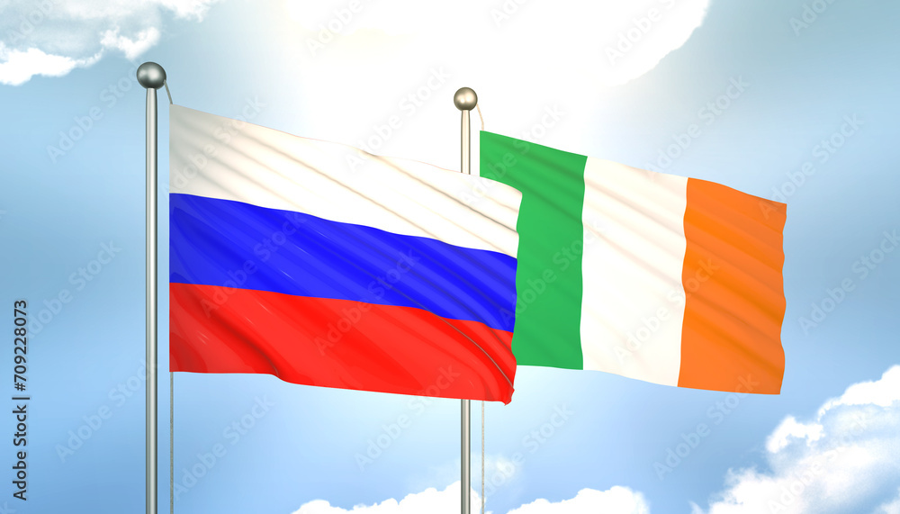 Russia and Ireland Flag Together A Concept of Realations Russia and Ireland Flag Together A Concept of Realations