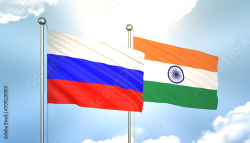 Russia and India Flag Together A Concept of Realations