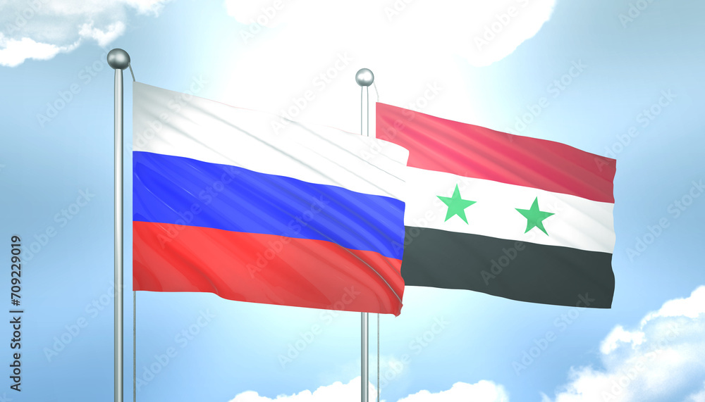 Russia and Syria Flag Together A Concept of Realations Russia and Syria Flag Together A Concept of Realations