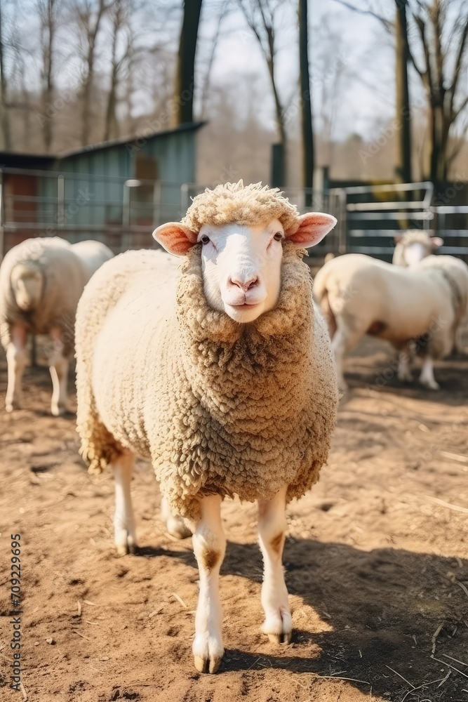 A sheep with a curious gaze, observing its surroundings with a sense of wonder.