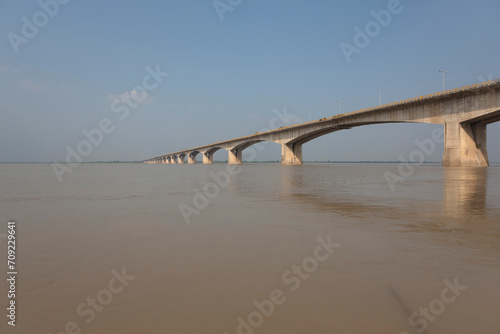 India Patna bridge over the Ganges on a sunny winter day