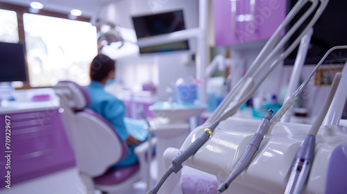 A dental treatment room well equipped for root canal treatment. Modern precision instruments and technologies. Modern medicine.