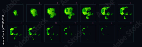 Firework  burst animation. Animation of poison blast. Fire Sprite sheet for game or cartoon or animation. 2d classic animation effect.