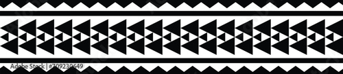 Polynesian design tribal tattoo border. Tribal design ethnic maori band.Tattoo  ribbon sleeve bracelet. Fabric seamless isolated hawaiian pattern on white background.