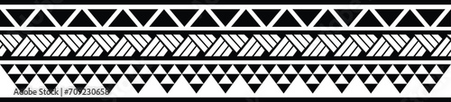 Polynesian hawaii vector sleeve border. Tribal pattern seamless samoan band. Hawaiian Tattoo tribal fore arm bracelet design. Fabric seamless isolated hawaiian pattern on white background.