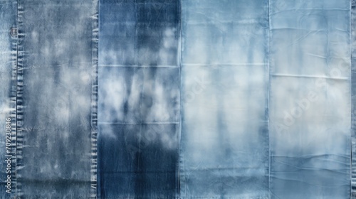 Acid Wash Denim: Textured Acid-Wash Denim Background with Blue and White Shades Creating Rugged, Edgy Feel