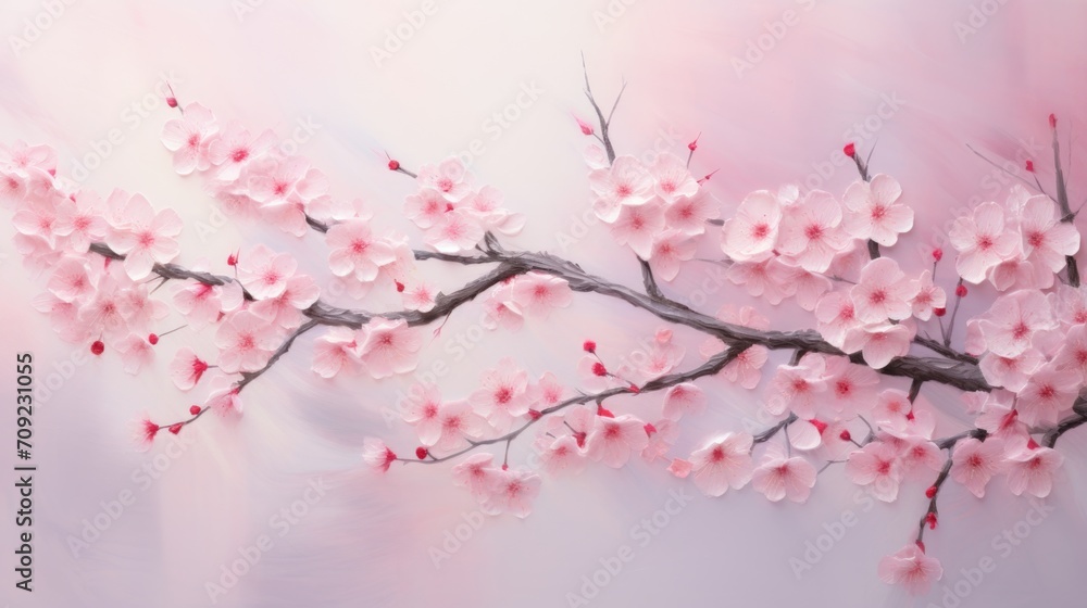 Blooming Cherry Blossoms: Delicate Pink and White Cherry Blossoms Against Soft Pastel Background, Spring Beauty Blooming Cherry Blossoms: Delicate Pink and White Cherry Blossoms Against Soft Pastel Background, Spring Beauty