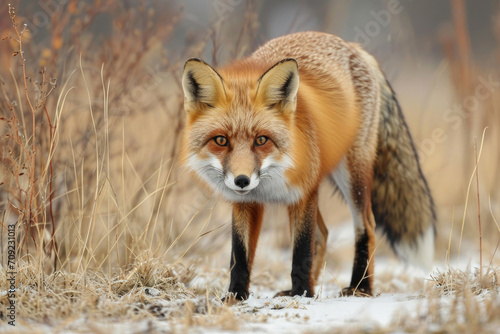 A red fox adopts a focused hunting stance, its keen eyes fixed on potential prey © Veniamin Kraskov