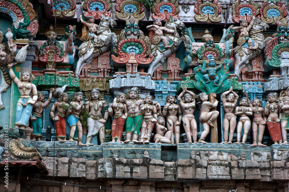 Obraz premium India Kumbakonam Kumbareshwara Temple on a sunny winter day