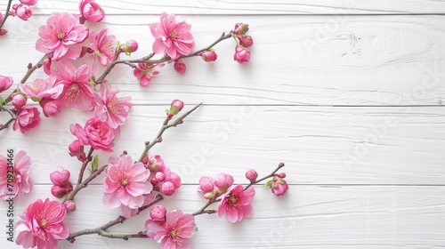 Background with Pink flowers with blank copy space, natural light enhances the flowers' soft colors