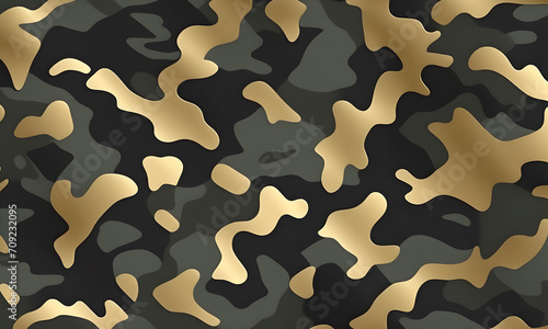 Black Gold Camouflage Pattern Military Colors Vector Style Camo Background Graphic Army Wall Art Design