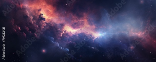 Nebula in deep space with stars. photo