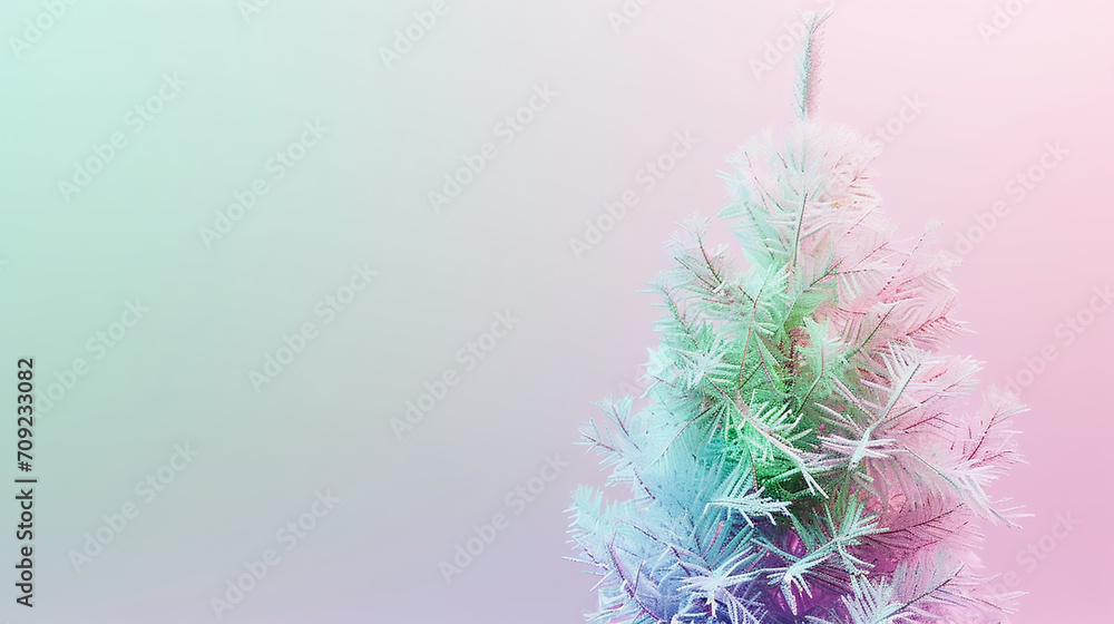 Christmas tree 3D gradient pastel background