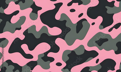 Pink Black Camouflage Pattern Military Colors Vector Style Camo Background Graphic Army Wall Art Design