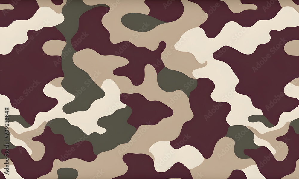 Fototapeta premium Beige Burgundy Camouflage Pattern Military Colors Vector Style Camo Background Graphic Army Wall Art Design