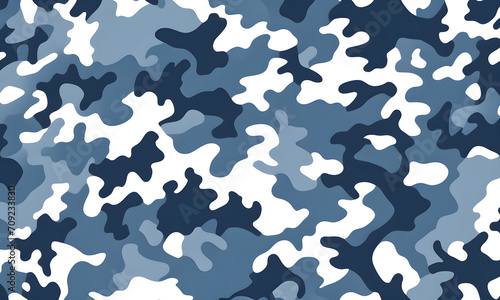 Blue White Camouflage Pattern Military Colors Vector Style Camo Background Graphic Army Wall Art Design