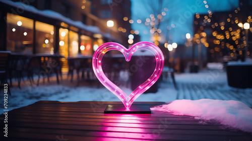 Bright neon hearth sign, Valentines day, Romantic day, Anniversary, Love wins