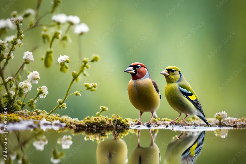 Fototapeta premium bird on a branch of spring