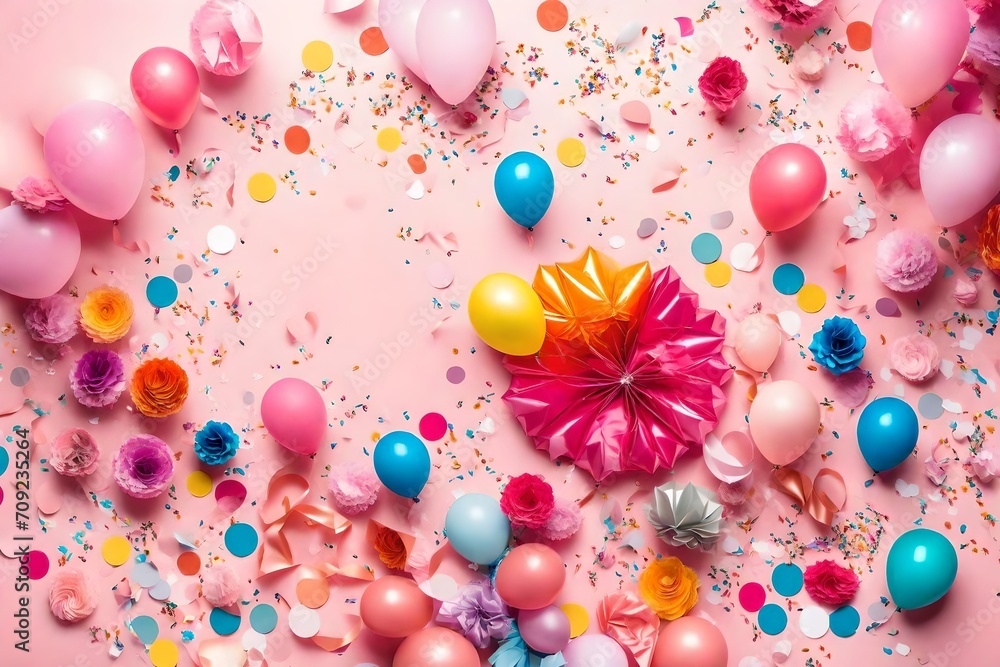 balloons and confetti balloons and confetti