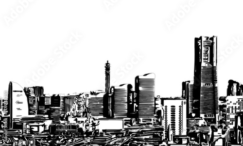 sketch of multi-storey buildings and building density in big cities with a transparent background