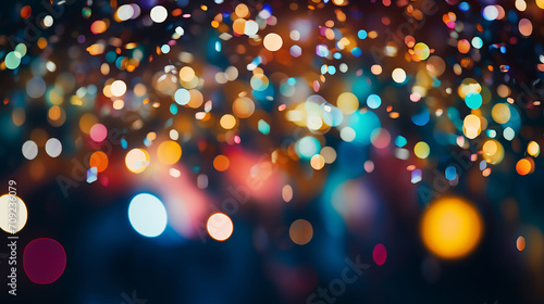 Multicolour bokeh rainbow confetti's, Party card, Celebration theme