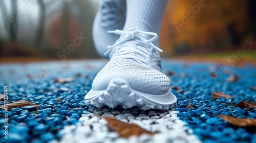 Close Up of White Running Shoes photo