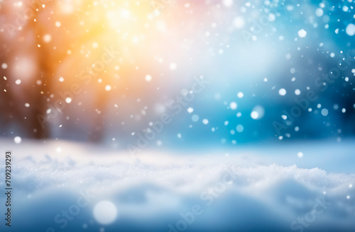 Abstract blurred winter background, snowflakes outdoor, small depth of field, selective focus © pavkis