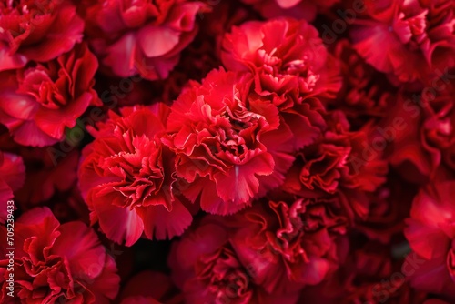 Carnations flowers with red petals Close Up. Natural wallpaper. Spring is here © Daniil